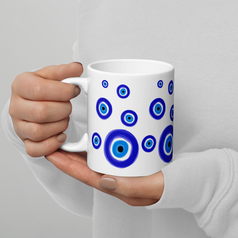 Evil Eye Dynamic Blue Bubbles Mug